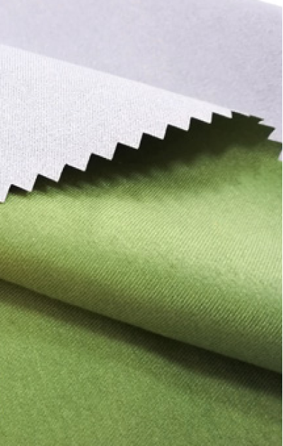 JS-DGAI  斜紋磨毛桃皮絨PU白  戶外防水塗層布料 沖鋒衣棉服裝面料 正面照